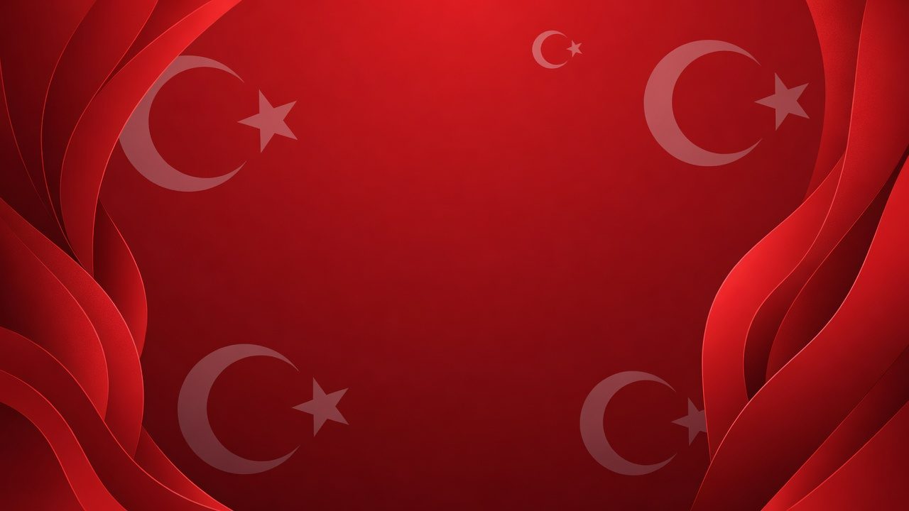 Kırmızı zemin üzerinde zarif Türk bayrağı esintili soyut doku