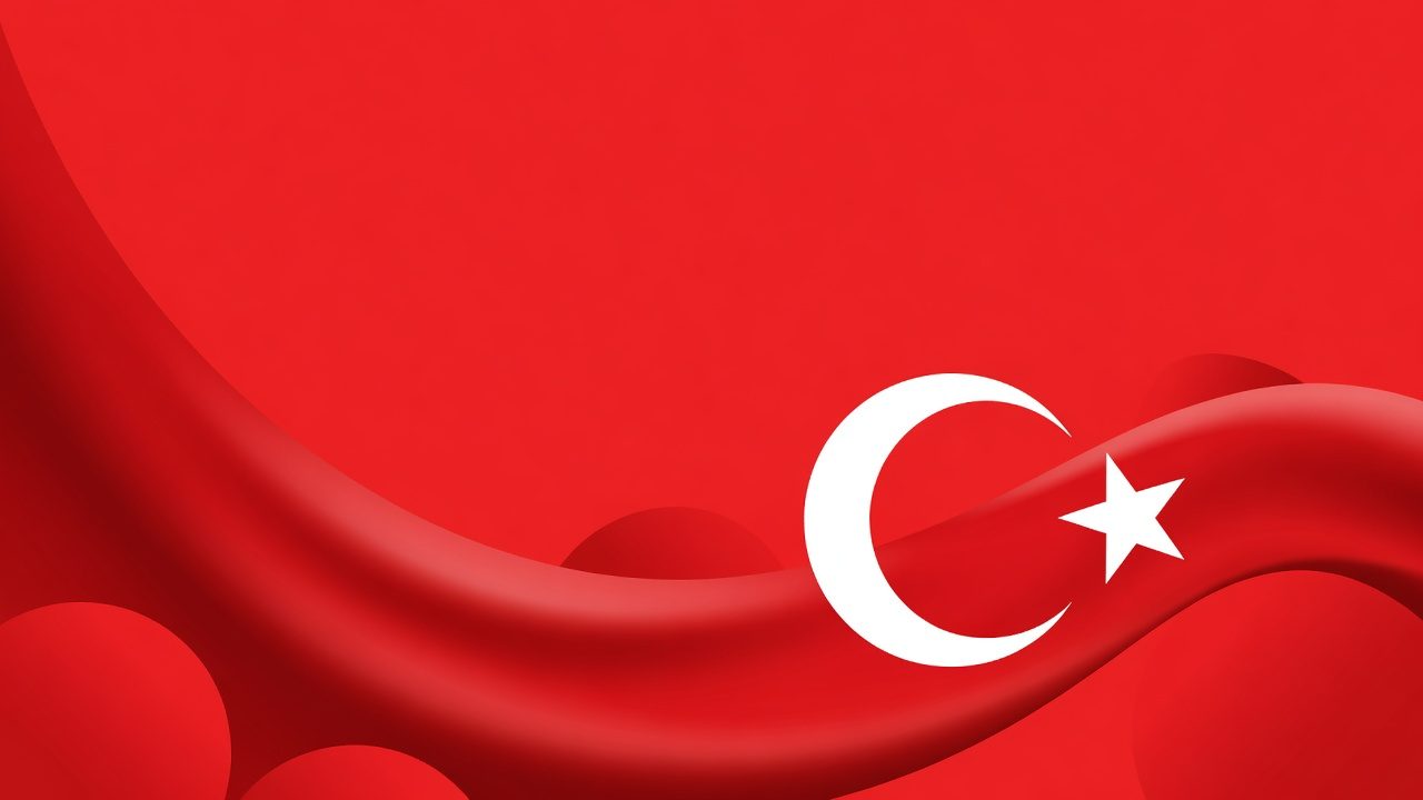 Kenardan uzanan stilize beyaz hilal ve yıldız grafiği